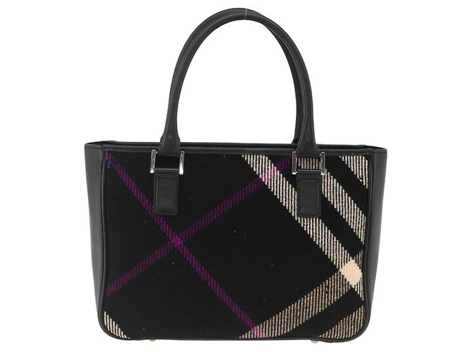 Borsa a mano in lana con motivo Nova Check Burberry Nera Auth YKZ271A Nero - vista 3