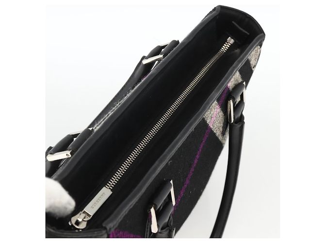 Borsa a mano in lana con motivo Nova Check Burberry Nera Auth YKZ271A Nero - vista 6