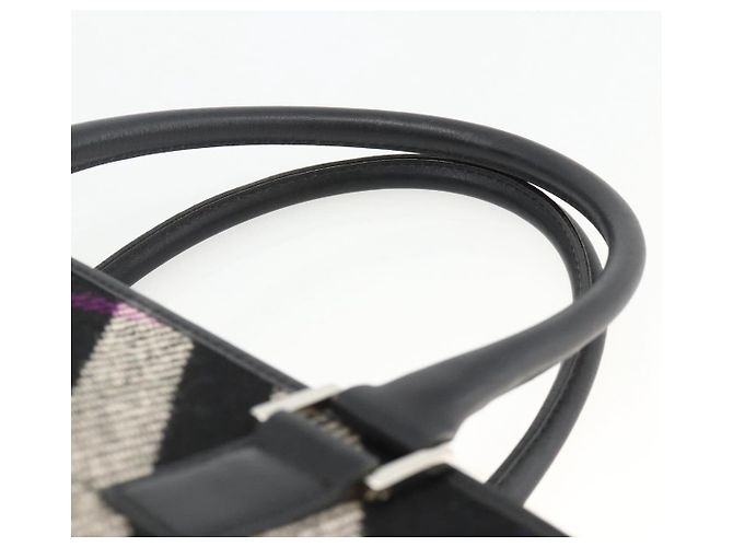 Borsa a mano in lana con motivo Nova Check Burberry Nera Auth YKZ271A Nero - vista 8