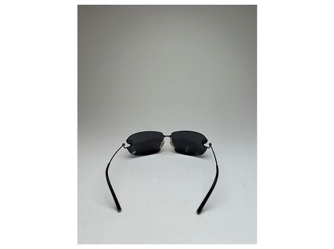 Vintage Loewe randlose Sonnenbrille Silber Schwarz - Ansicht 11