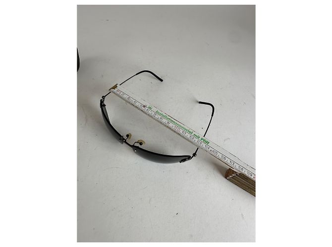 Vintage Loewe randlose Sonnenbrille Silber Schwarz - Ansicht 5