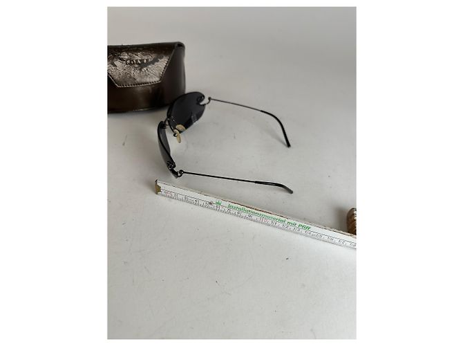 Vintage Loewe randlose Sonnenbrille Silber Schwarz - Ansicht 6