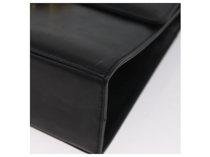 Borsa a Spalla Gancini in Pelle Nera e Oro Auth AMZ412 di Salvatore Ferragamo Nero D'oro - vista 11