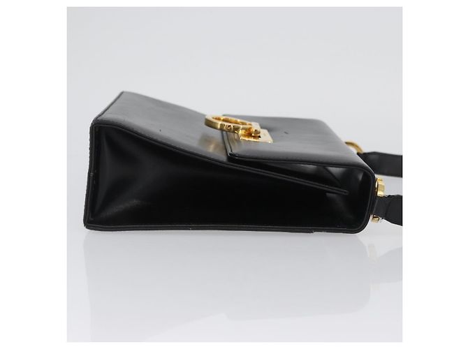 Borsa a Spalla Gancini in Pelle Nera e Oro Auth AMZ412 di Salvatore Ferragamo Nero D'oro - vista 4