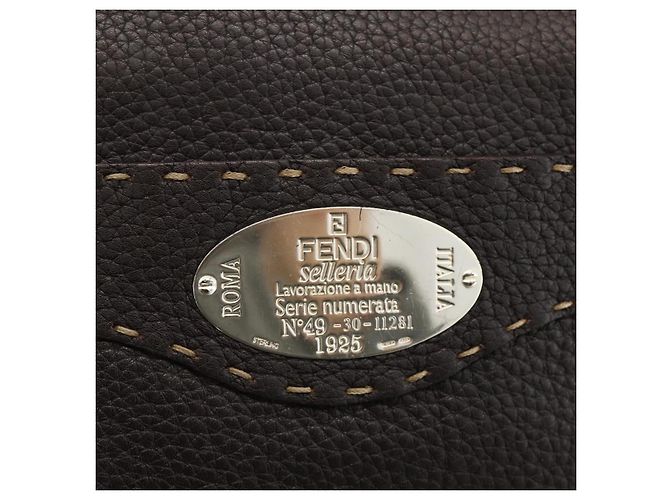 FENDI Schultertasche aus Leder Braun Silber Authentisch ka3356A - Ansicht 14