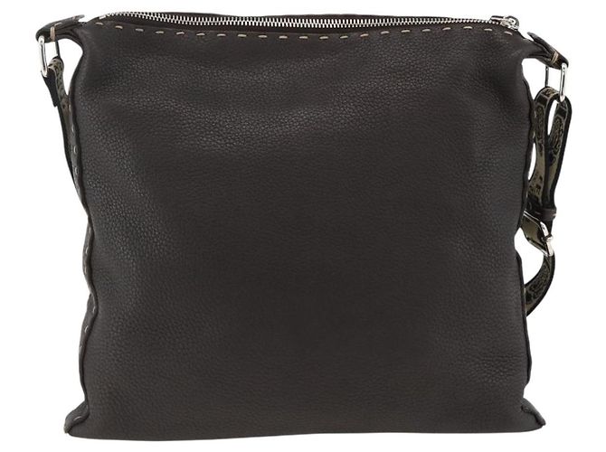 FENDI Schultertasche aus Leder Braun Silber Authentisch ka3356A - Ansicht 3