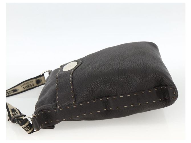 FENDI Schultertasche aus Leder Braun Silber Authentisch ka3356A - Ansicht 4