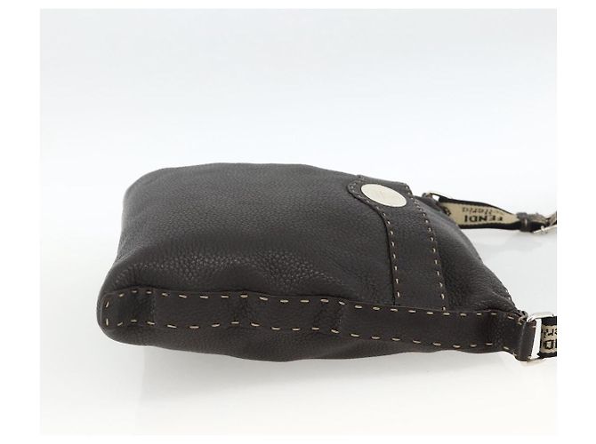 FENDI Schultertasche aus Leder Braun Silber Authentisch ka3356A - Ansicht 5