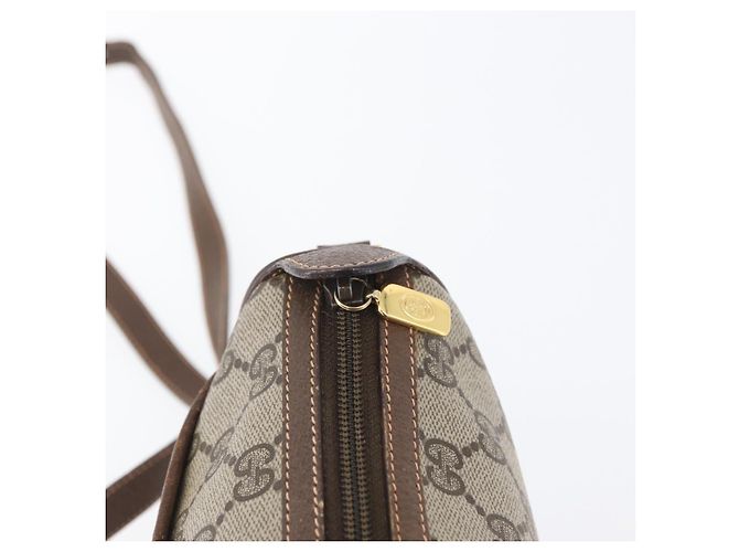 Borsa Sherry Line GG Supreme Web di GUCCI in PVC beige e oro 89 02 032 Auth LNZ595 D'oro - vista 14