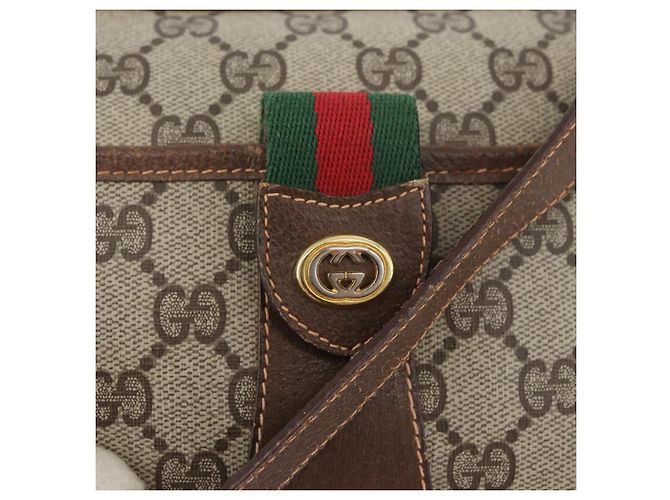 Borsa Sherry Line GG Supreme Web di GUCCI in PVC beige e oro 89 02 032 Auth LNZ595 D'oro - vista 15