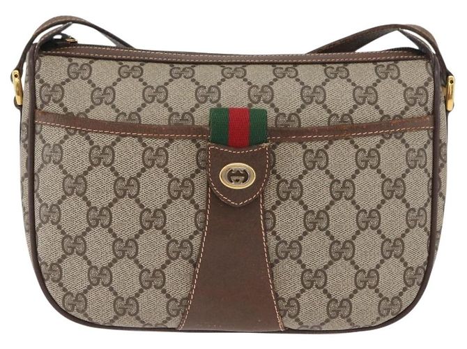 Borsa Sherry Line GG Supreme Web di GUCCI in PVC beige e oro 89 02 032 Auth LNZ595 D'oro - vista 2