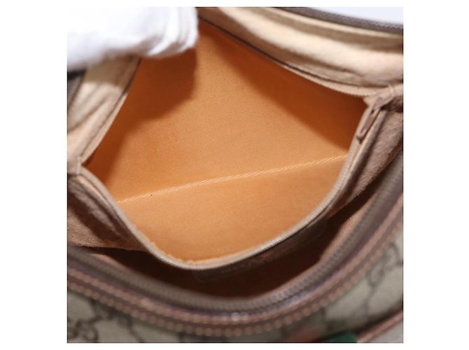 Borsa Sherry Line GG Supreme Web di GUCCI in PVC beige e oro 89 02 032 Auth LNZ595 D'oro - vista 21