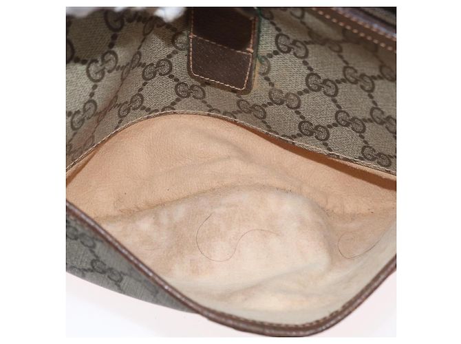 Borsa Sherry Line GG Supreme Web di GUCCI in PVC beige e oro 89 02 032 Auth LNZ595 D'oro - vista 22
