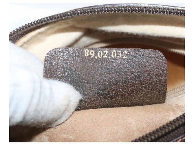 Borsa Sherry Line GG Supreme Web di GUCCI in PVC beige e oro 89 02 032 Auth LNZ595 D'oro - vista 23