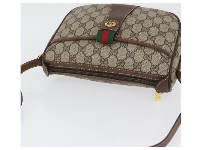 Borsa Sherry Line GG Supreme Web di GUCCI in PVC beige e oro 89 02 032 Auth LNZ595 D'oro - vista 6