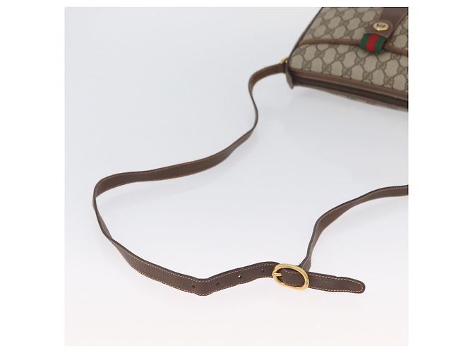 Borsa Sherry Line GG Supreme Web di GUCCI in PVC beige e oro 89 02 032 Auth LNZ595 D'oro - vista 7