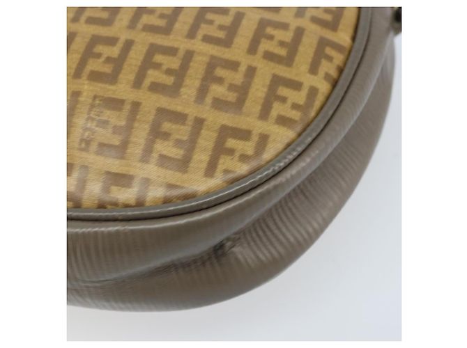 FENDI Zucchino Canvas Shoulder Bag PVC Beige Silver Auth gh1969 Silvery - view 10