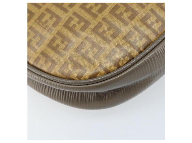 FENDI Zucchino Canvas Shoulder Bag PVC Beige Silver Auth gh1969 Silvery - view 13