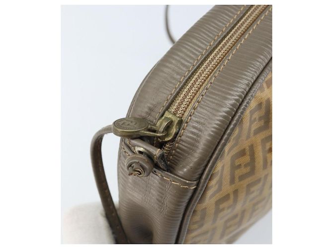 FENDI Zucchino Canvas Shoulder Bag PVC Beige Silver Auth gh1969 Silvery - view 15
