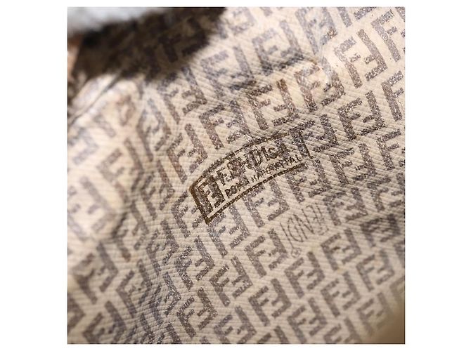 FENDI Zucchino Canvas Shoulder Bag PVC Beige Silver Auth gh1969 Silvery - view 16