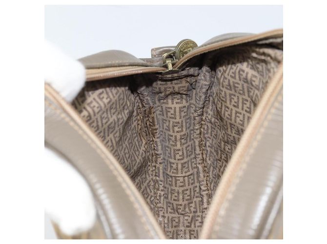 FENDI Zucchino Canvas Shoulder Bag PVC Beige Silver Auth gh1969 Silvery - view 18