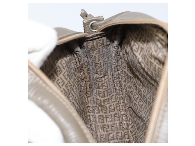 FENDI Zucchino Canvas Shoulder Bag PVC Beige Silver Auth gh1969 Silvery - view 19