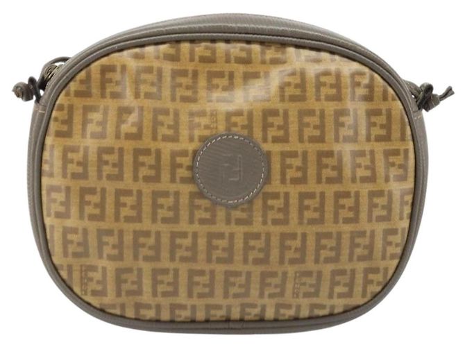 FENDI Zucchino Canvas Shoulder Bag PVC Beige Silver Auth gh1969 Silvery - view 2