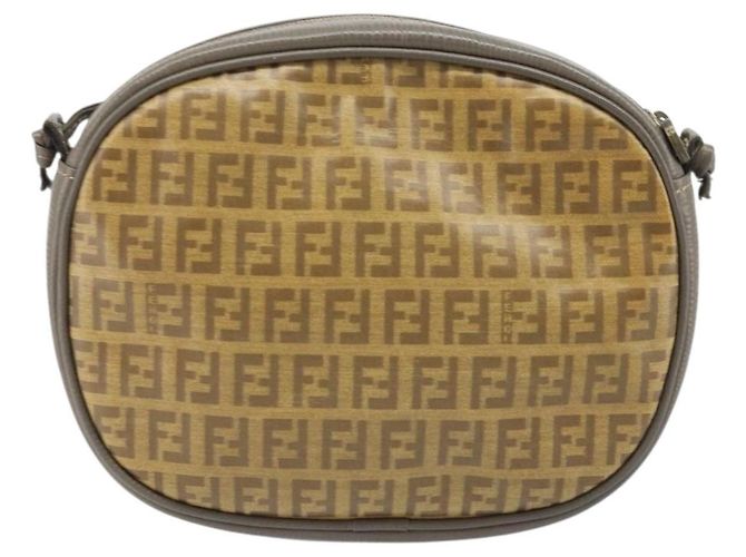 FENDI Zucchino Canvas Shoulder Bag PVC Beige Silver Auth gh1969 Silvery - view 3