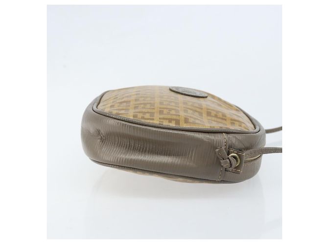 FENDI Zucchino Canvas Shoulder Bag PVC Beige Silver Auth gh1969 Silvery - view 4