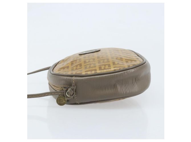 FENDI Zucchino Canvas Shoulder Bag PVC Beige Silver Auth gh1969 Silvery - view 5