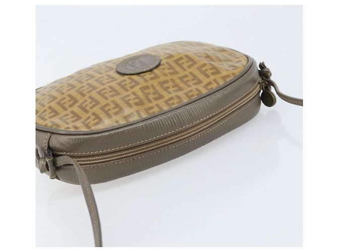 FENDI Zucchino Canvas Shoulder Bag PVC Beige Silver Auth gh1969 Silvery - view 6