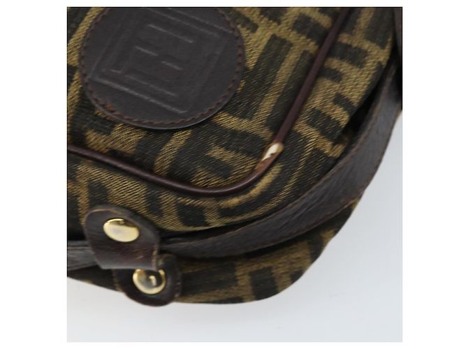 Borsa a Spalla in Tela Zucca FENDI Nera Marrone Auth ARZ659 Nero - vista 10