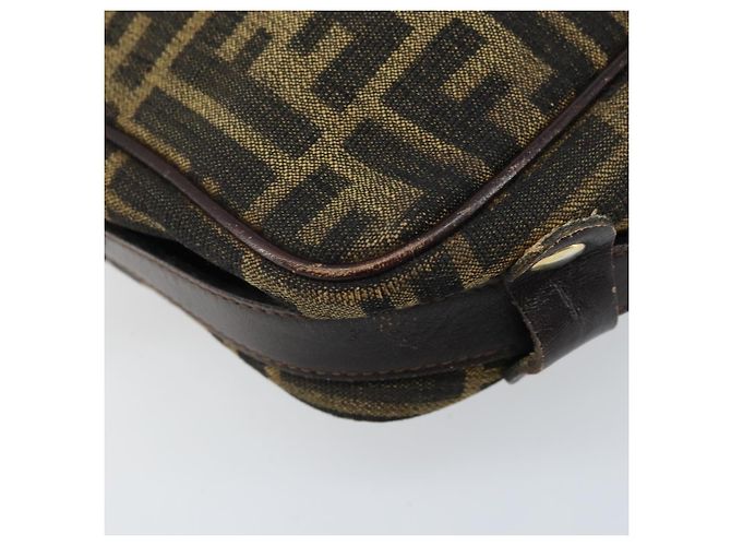 Borsa a Spalla in Tela Zucca FENDI Nera Marrone Auth ARZ659 Nero - vista 11