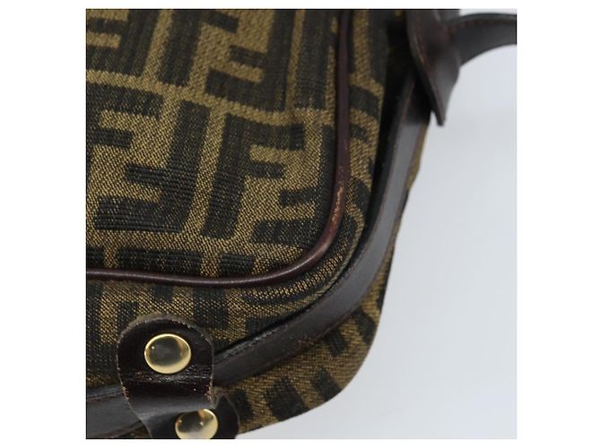 Borsa a Spalla in Tela Zucca FENDI Nera Marrone Auth ARZ659 Nero - vista 12