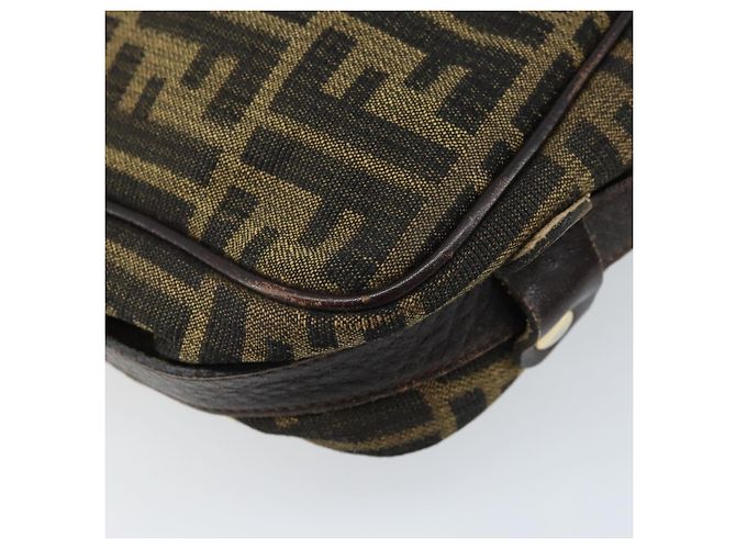 Borsa a Spalla in Tela Zucca FENDI Nera Marrone Auth ARZ659 Nero - vista 13