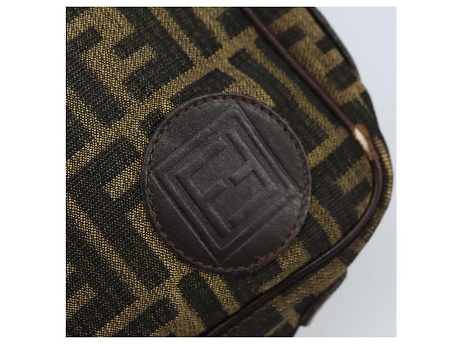 Borsa a Spalla in Tela Zucca FENDI Nera Marrone Auth ARZ659 Nero - vista 14