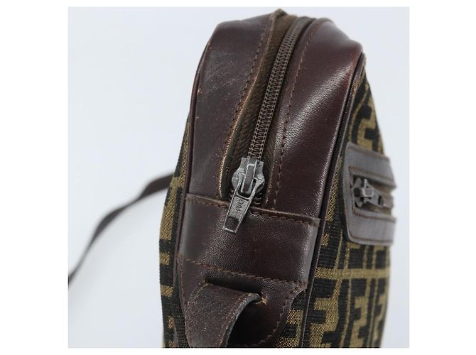 Borsa a Spalla in Tela Zucca FENDI Nera Marrone Auth ARZ659 Nero - vista 15