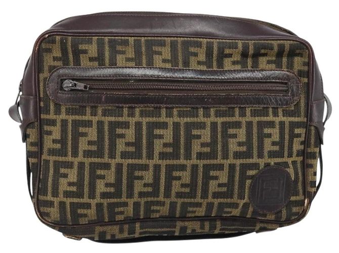 Borsa a Spalla in Tela Zucca FENDI Nera Marrone Auth ARZ659 Nero - vista 2