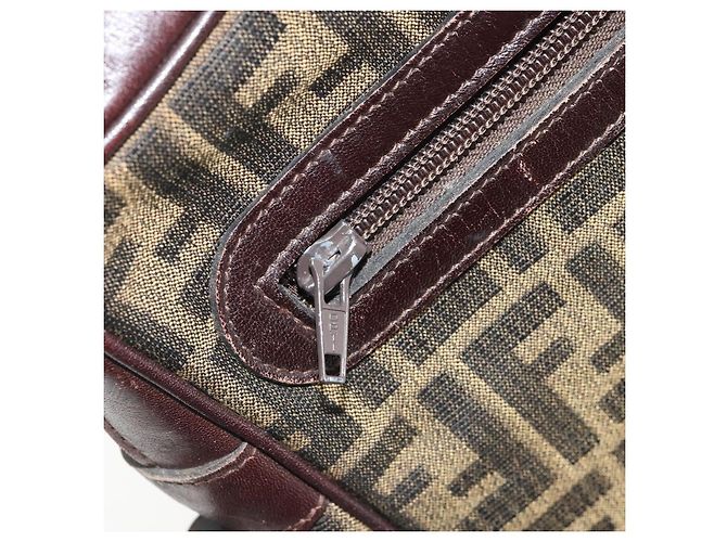 Borsa a Spalla in Tela Zucca FENDI Nera Marrone Auth ARZ659 Nero - vista 22