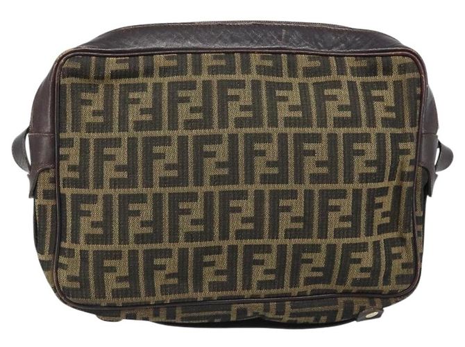 Borsa a Spalla in Tela Zucca FENDI Nera Marrone Auth ARZ659 Nero - vista 3