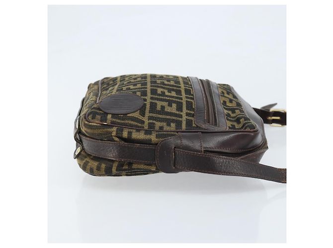 Borsa a Spalla in Tela Zucca FENDI Nera Marrone Auth ARZ659 Nero - vista 4