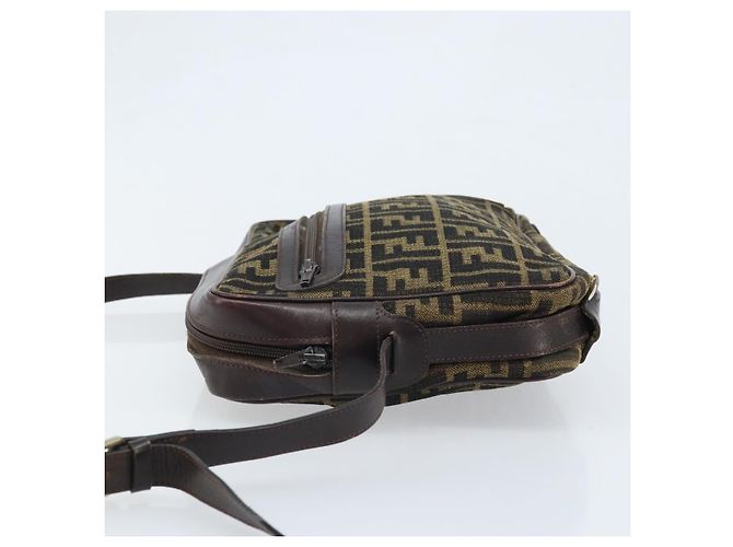 Borsa a Spalla in Tela Zucca FENDI Nera Marrone Auth ARZ659 Nero - vista 5