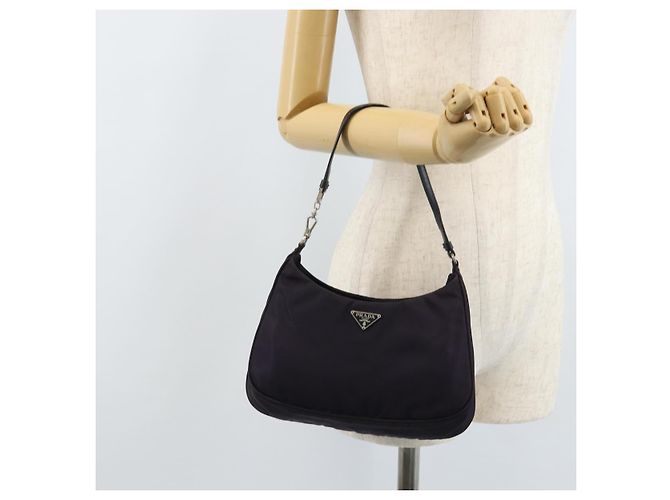 Pochette Accessorio PRADA Nylon Viola Argento Auth LNZ663 Porpora - vista 22