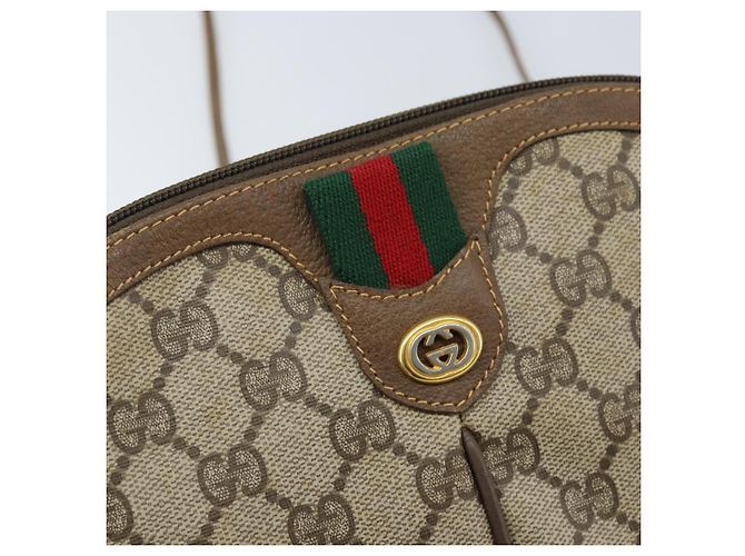 Borsa Sherry Line GG Supreme Web di GUCCI in PVC beige e oro 904 02 047 Auth BA11637 D'oro - vista 14