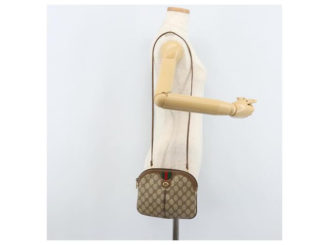 Borsa Sherry Line GG Supreme Web di GUCCI in PVC beige e oro 904 02 047 Auth BA11637 D'oro - vista 22