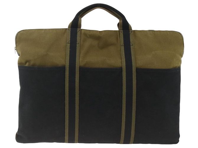 Hermès HERMES Borsa Fourre Tout in Tela Khaki Argento Auth BSZ425 Cachi - vista 2