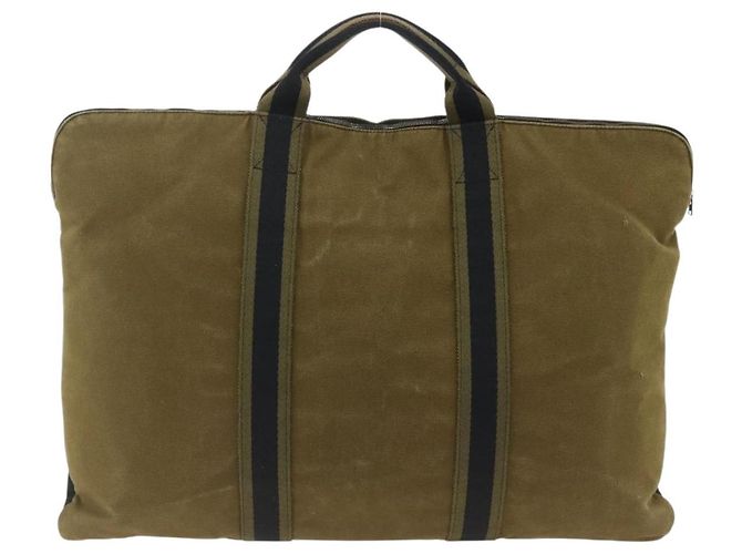 Hermès HERMES Borsa Fourre Tout in Tela Khaki Argento Auth BSZ425 Cachi - vista 3