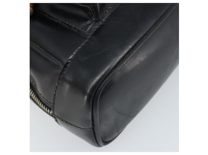 Borsa a spalla GUCCI Bamboo in pelle verniciata nera argento Auth 173890 Nero - vista 11