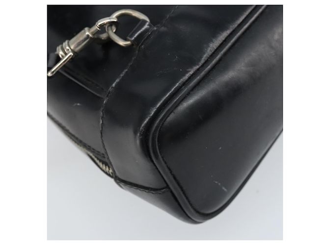 Borsa a spalla GUCCI Bamboo in pelle verniciata nera argento Auth 173890 Nero - vista 13