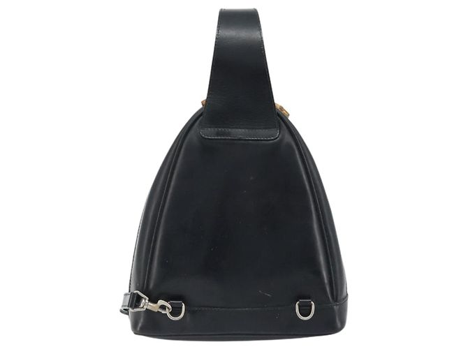 Borsa a spalla GUCCI Bamboo in pelle verniciata nera argento Auth 173890 Nero - vista 3